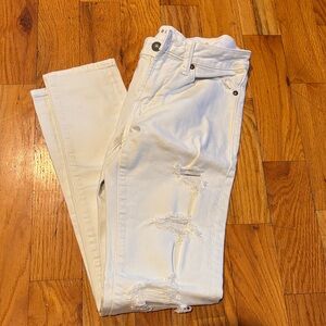 American Eagle Outfitters White Distressed Skinny Jeans